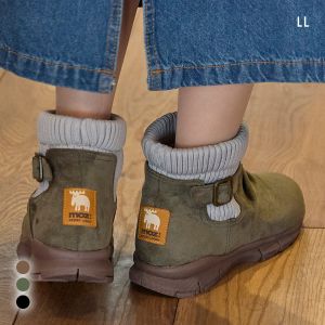 moz モズ ゆったり幅広 軽量リブニットショートブーツ 25-25.5cm ワイズ4E nissen ニッセン
