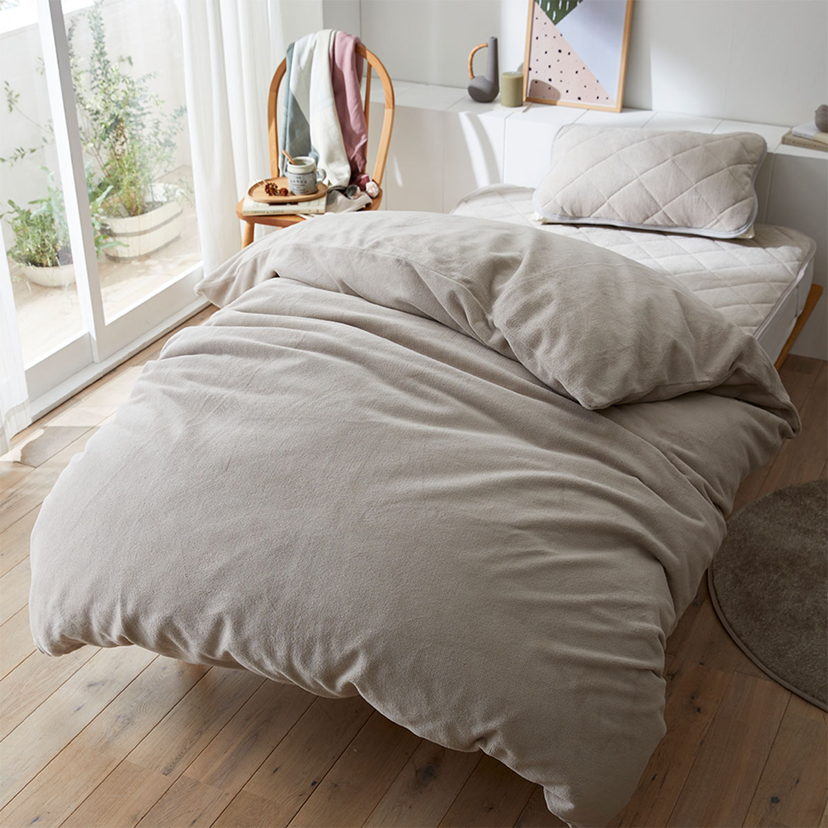 ニッセン FUWAｍe マイクロファイバーふんわり掛け布団カバー (ダブル) nissen(LGY-薄グレー-D)
