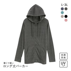 ニッセン 12分袖綿混うすカルロング丈パーカー UVカット 吸汗速乾 抗菌防臭 毛玉防止 L LL 3L NISSEN