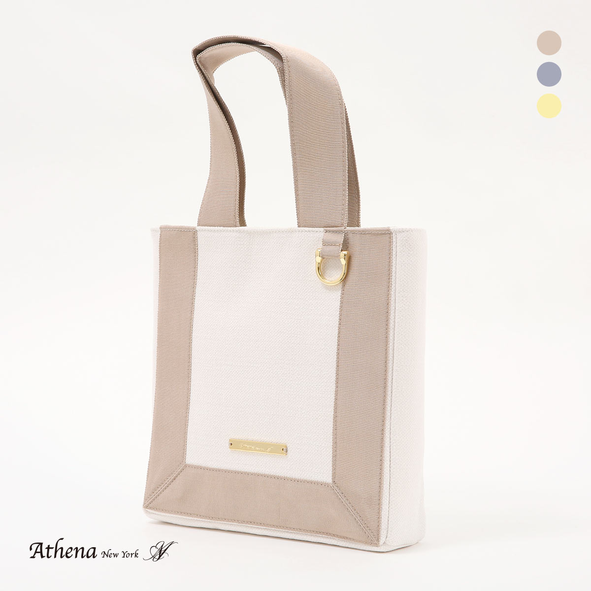 アシーナニューヨーク グログラン ミニトートS Grosgrain Wide Tote Athena New York(LBR-薄ブラウン-Free)