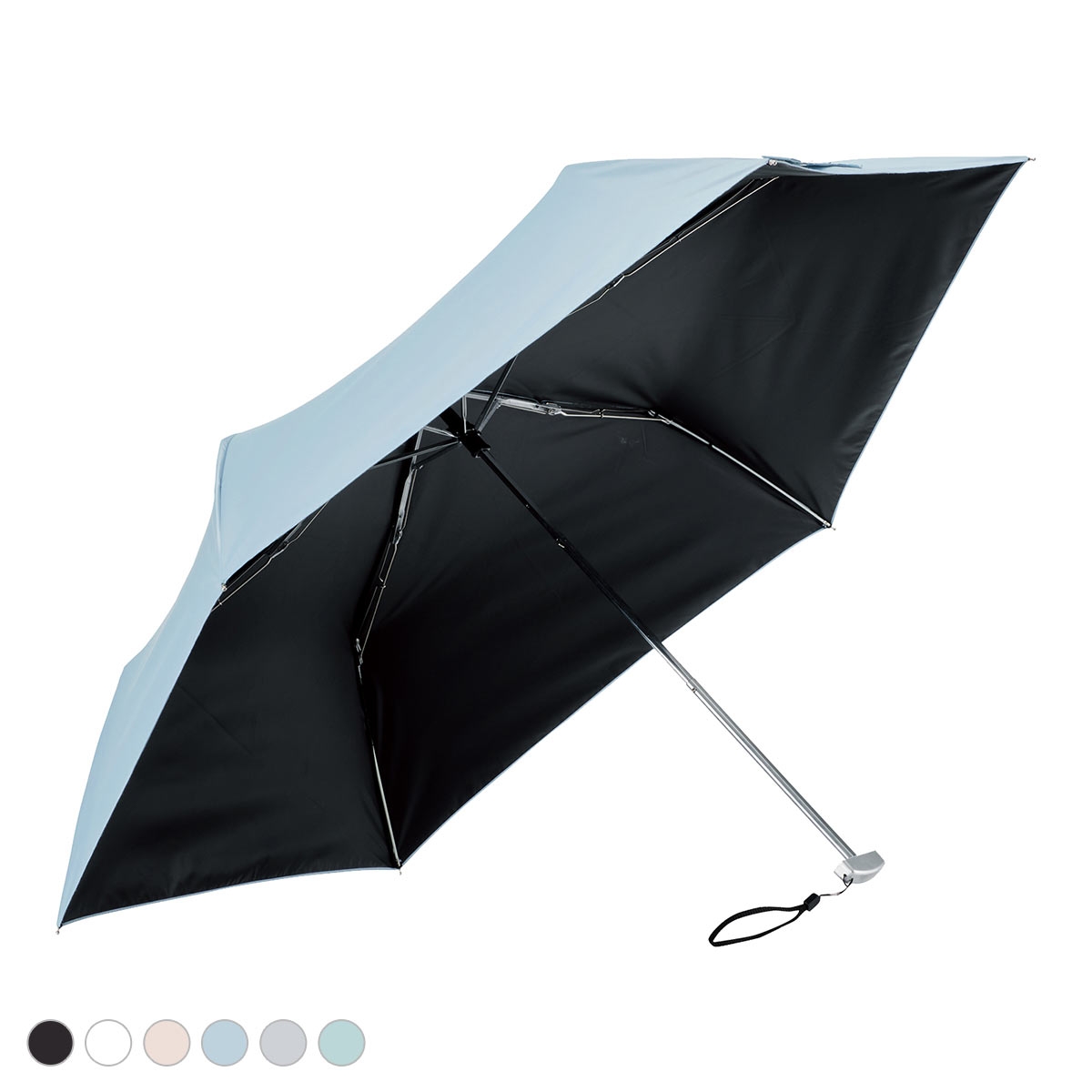 ウォーターフロント ポケフラットサンシェイド 折りたたみ傘 折50cm 日傘 兼用 雨傘 晴雨両用 Waterfront(LBU-薄ブルー-1本)