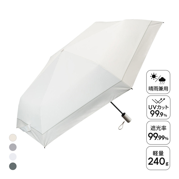 ウォーターフロント カルオート 折りたたみ傘 55cm UV対策 日傘 兼用 雨傘 晴雨両用 バイカラー umbulatio Waterfront(IV-アイボリー-1本)