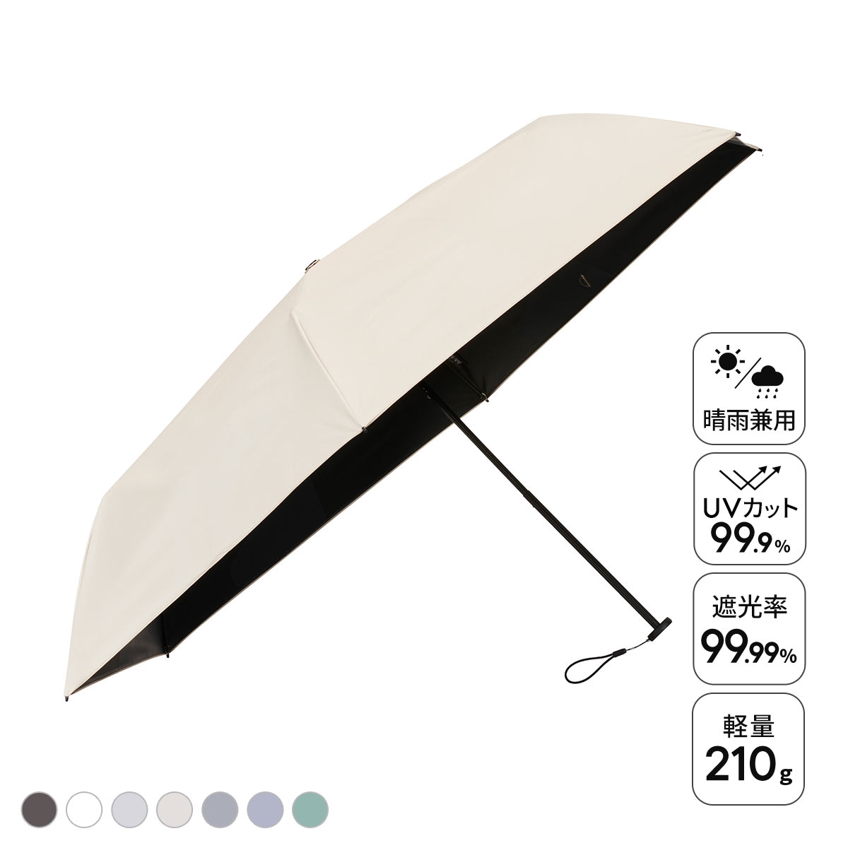 ウォーターフロント クイックシャットライト UVブロック 折りたたみ傘 55cm  日傘 兼用 雨傘 晴雨両用 Waterfront(BE-ベージュ-1本)