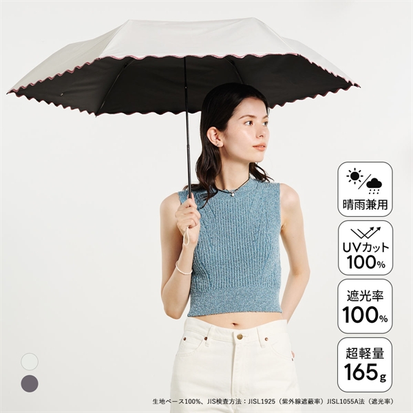 ウォーターフロント ハンディールーフ 折りたたみ傘 55cm UV対策 日傘 兼用 雨傘 晴雨両用 カレント umbulatio Waterfront(OW-オフホワイト-1本)