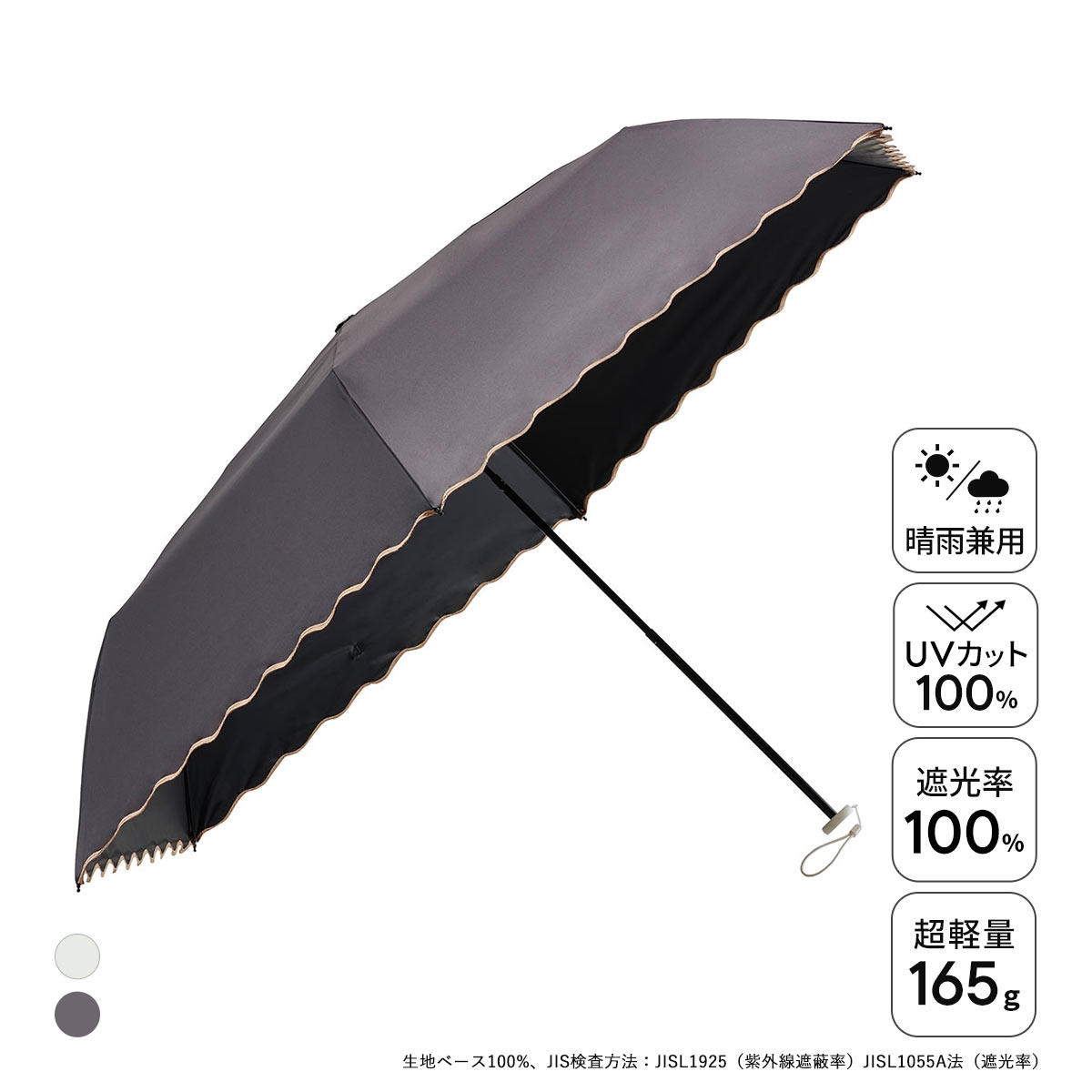 ウォーターフロント ハンディールーフ 折りたたみ傘 55cm UV対策 日傘 兼用 雨傘 晴雨両用 カレント umbulatio Waterfront(CGY-チャコールグレー-1本)