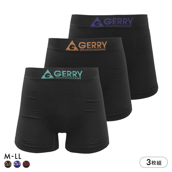 GERRY 成型 ボクサーパンツ 3枚セット メンズ ジェリー 前とじ M L LL シームレス(Set1-M)