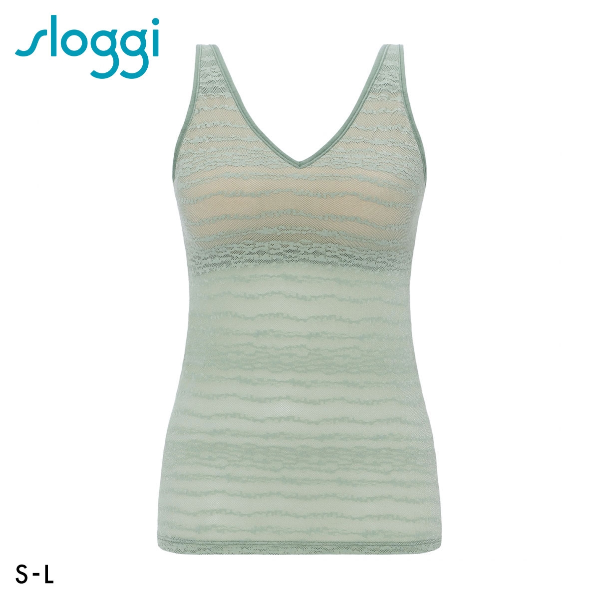 トリンプ スロギー フリーオールラウンド レース sloggi FREE AR Lace Vネック カップ付きトップ S-L ワンサイズ Triumph(MS-モスグリーン-S-L)