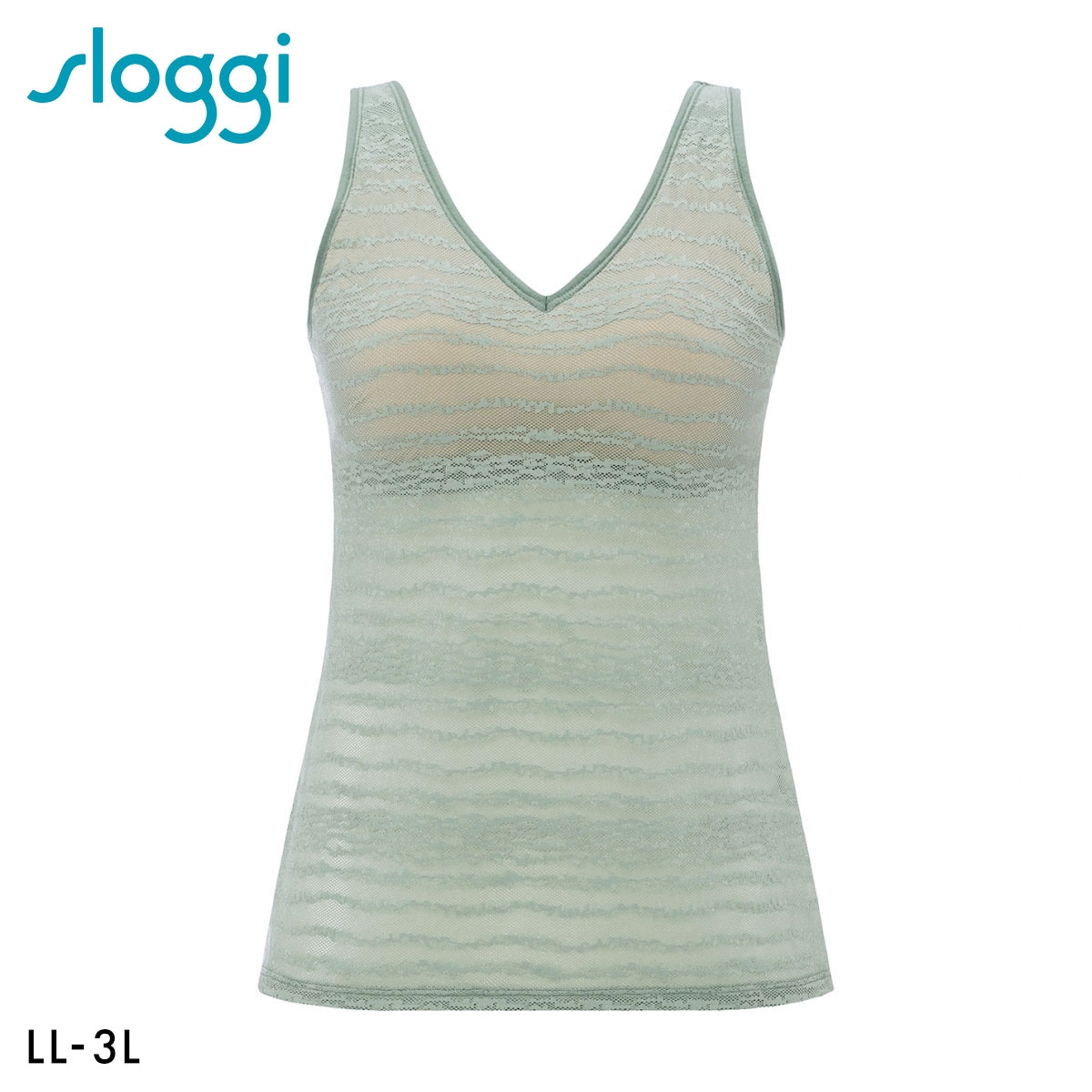 トリンプ スロギー フリーオールラウンド レース sloggi FREE AR Lace Vネック カップ付きトップ ラージ LL-3L Triumph(MS-モスグリーン-LL-3L)