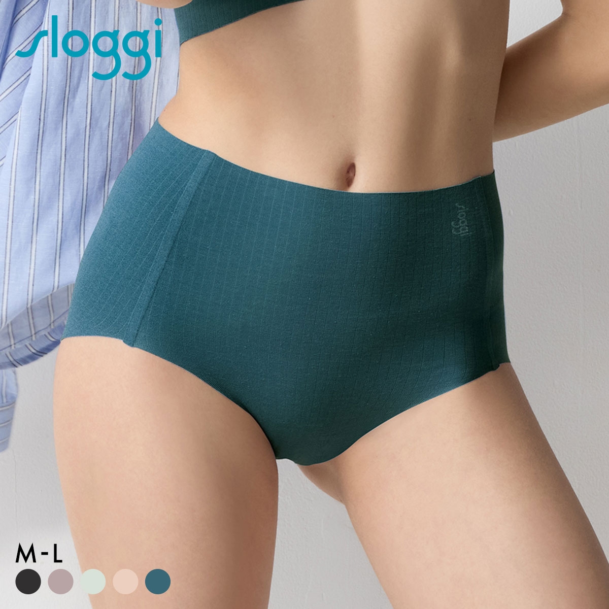 トリンプ スロギー ゼロフィール コットン G88 はきこみ深め マキシ ショーツ スタンダード ML シームレス sloggi ZERO FEEL Triumph(BG-ブルーグリーン-M)