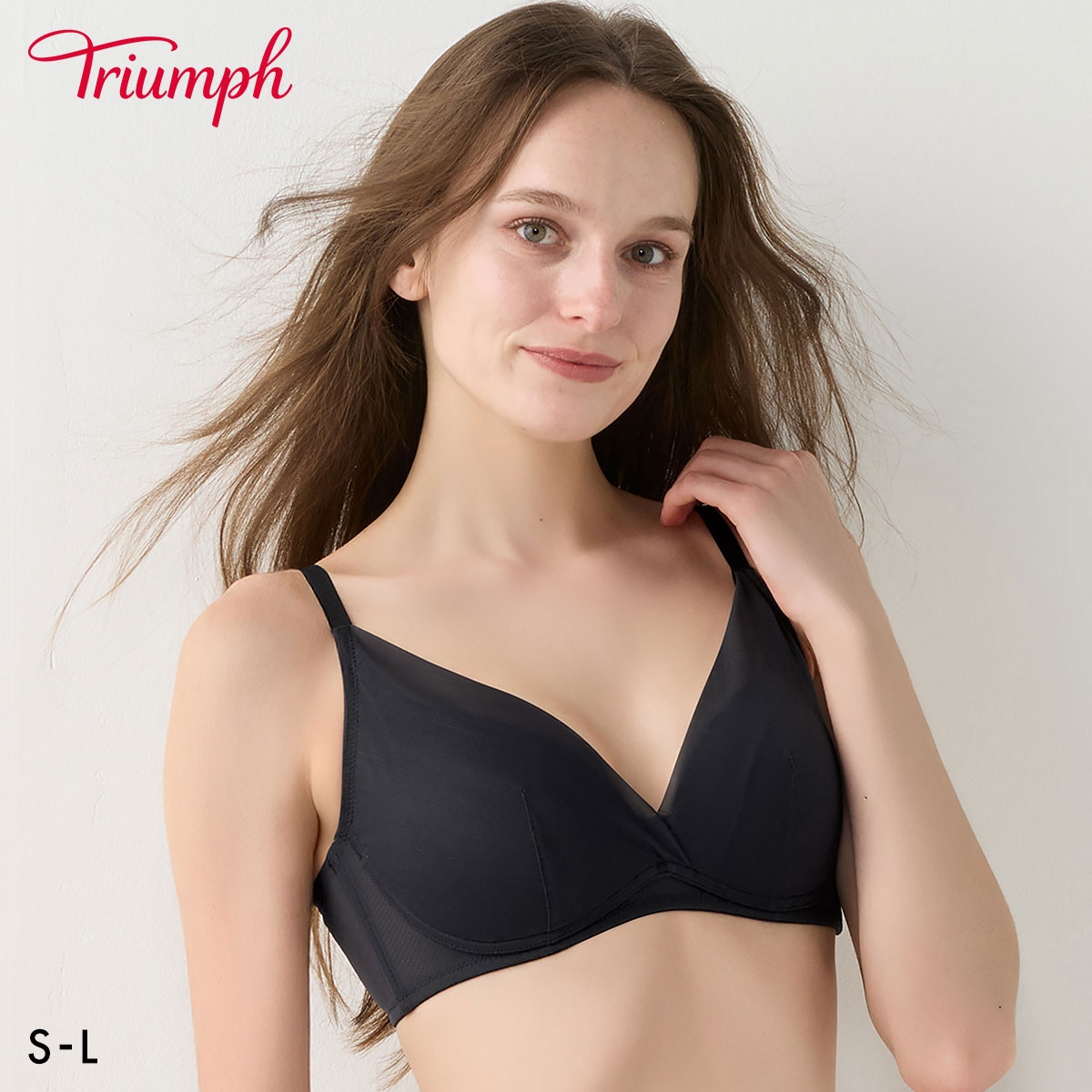 トリンプ TR650 まいにちフィットブラ ノンワイヤー ブラジャー フルカップ SML Triumph(BK-ブラック-S)