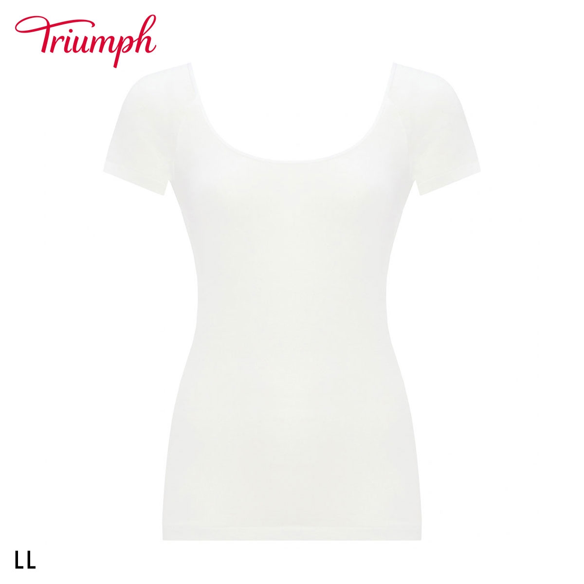 トリンプ TR5510 やわらか綿100インナー 2分袖 トップ 袖あり LL 大きいサイズ Triumph(WH-ホワイト-LL)