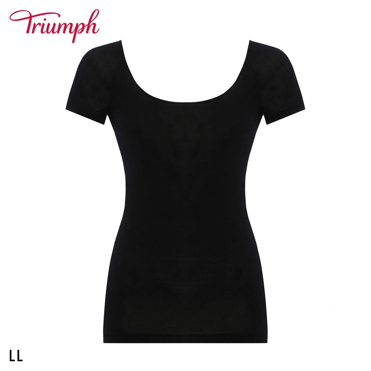 トリンプ TR5510 やわらか綿100インナー 2分袖 トップ 袖あり LL 大きいサイズ Triumph(BK-ブラック-LL)