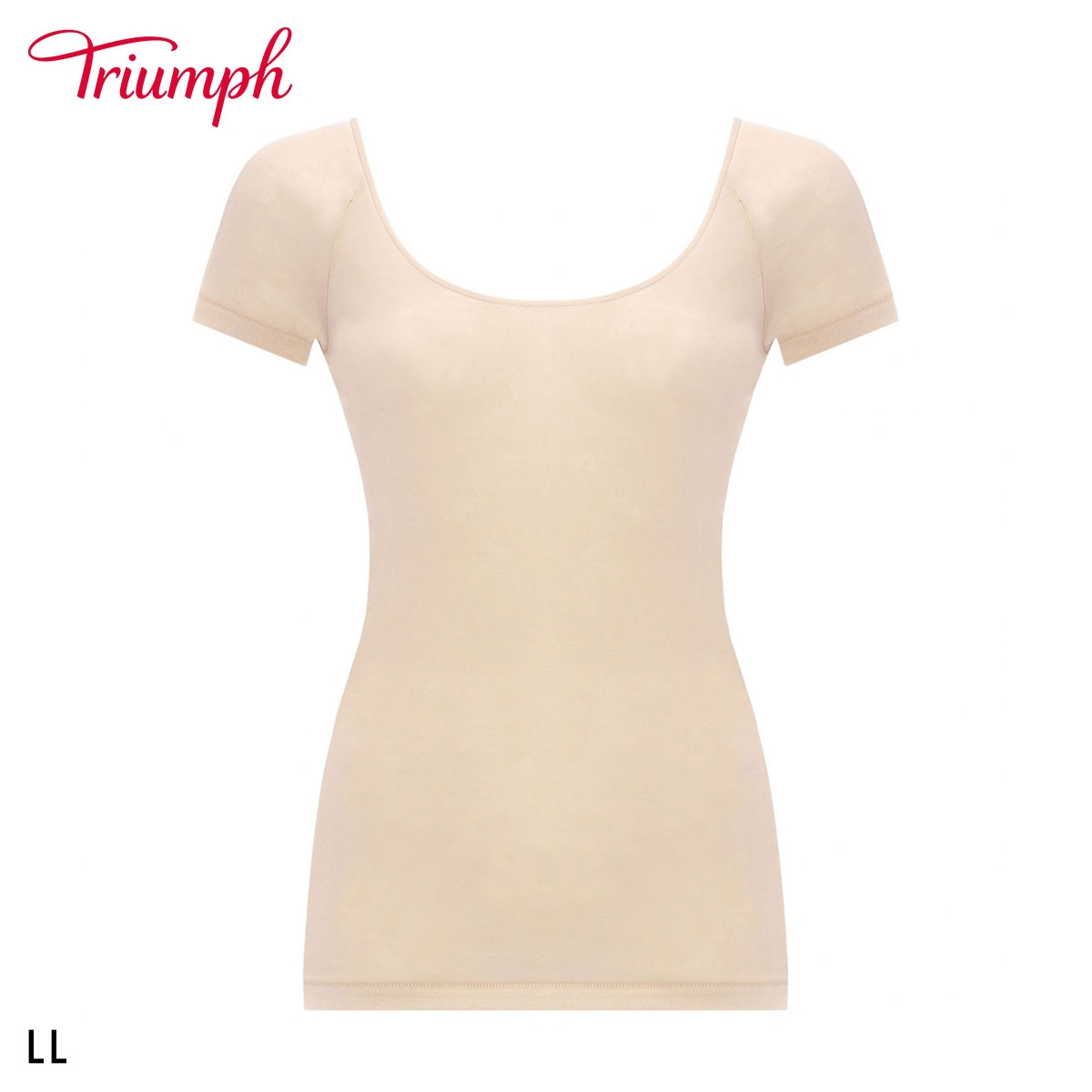 トリンプ TR5510 やわらか綿100インナー 2分袖 トップ 袖あり LL 大きいサイズ Triumph(BE-ベージュ-LL)