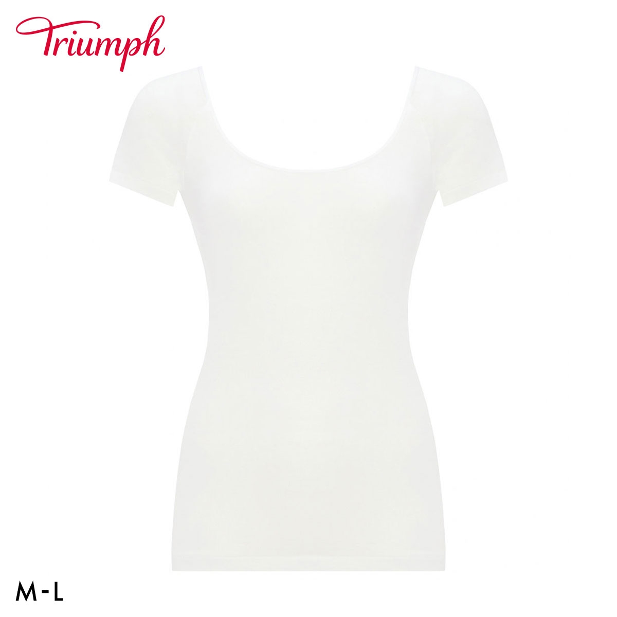 トリンプ TR5510 やわらか綿100インナー 2分袖 トップ 袖あり ML Triumph(WH-ホワイト-M)