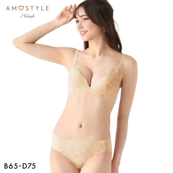 アモスタイル 夢みるブラ AMST1430 ドリームデイリリー ノンワイヤー ブラセット ブラジャー ショーツ セット BCD AMOSTYLE