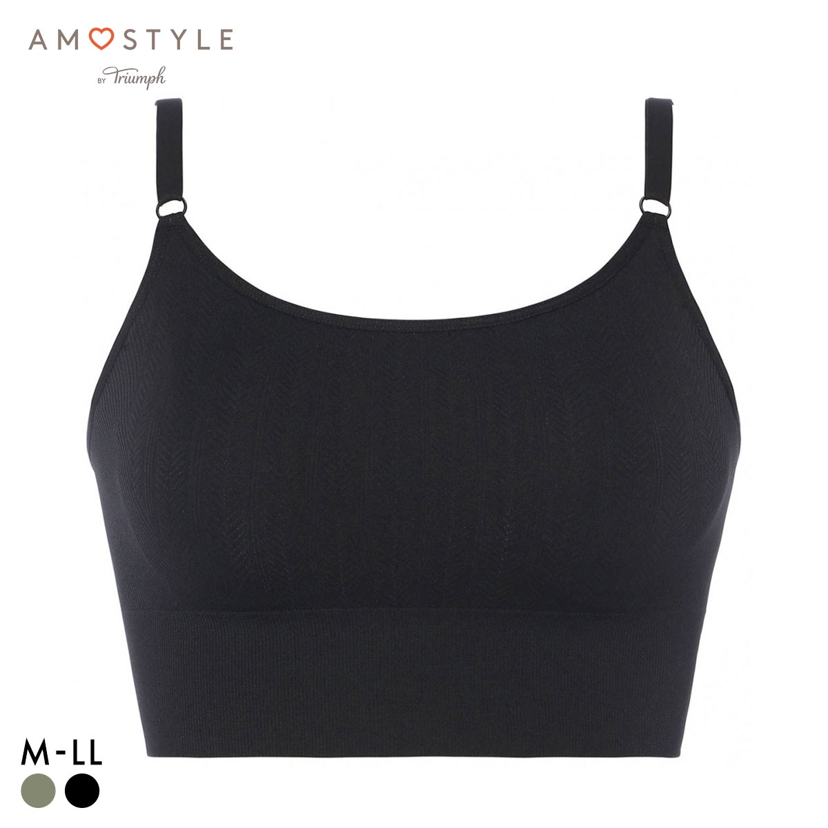 アモスタイル AMST1497 ナイトブラ コンフォートストレッチ ノンワイヤー ハーフトップ AMOSTYLE(BK-ブラック-M)