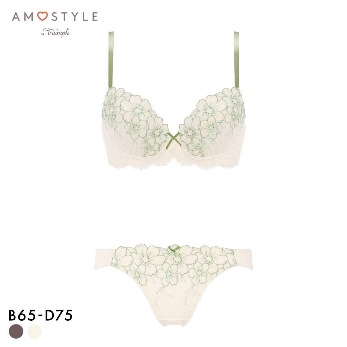 アモスタイル AMST521 スイートフローラ ブラセット ブラジャー ショーツ セット BCD AMOSTYLE(ECR-エクリュ-B65-M)