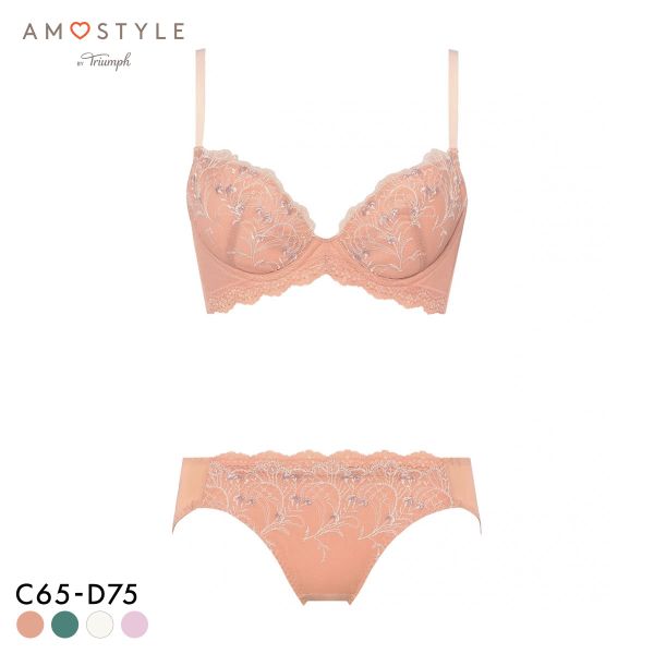アモスタイル 脇高ブラ AMST1529 ボタニカルモザイク ブラセット ブラジャー ショーツ セット CD AMOSTYLE