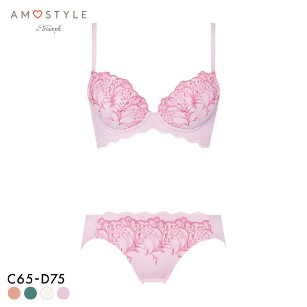 アモスタイル 脇高ブラ AMST1529 ボタニカルモザイク ブラセット ブラジャー ショーツ セット CD AMOSTYLE