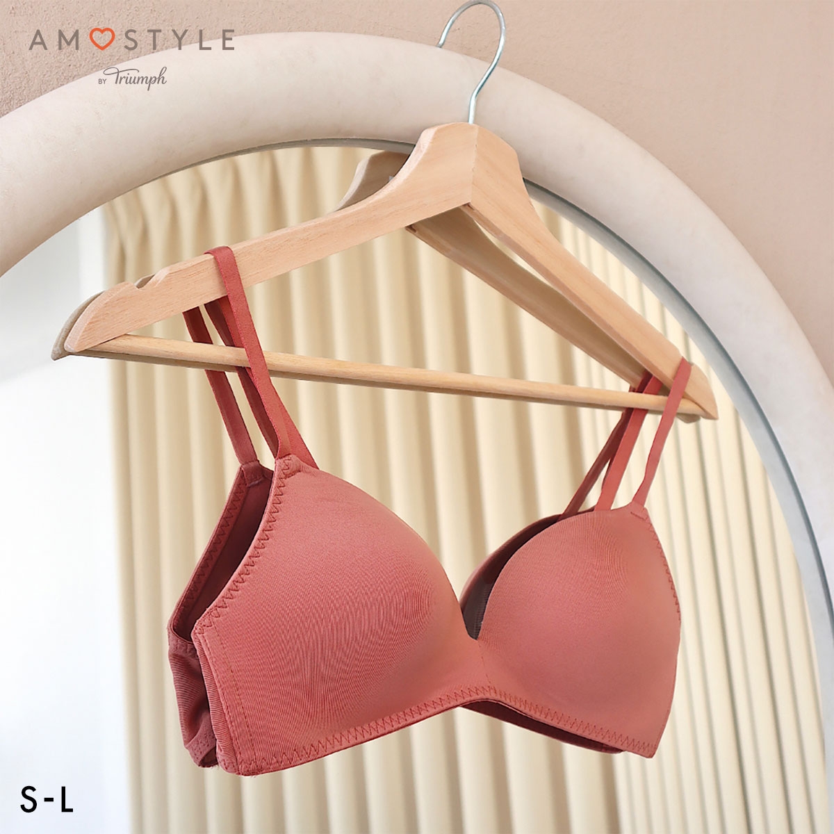 アモスタイル AMST802 シンプルベーシック スムース ノンワイヤー ブラジャー SML AMOSTYLE(BR-ブラウン-S)