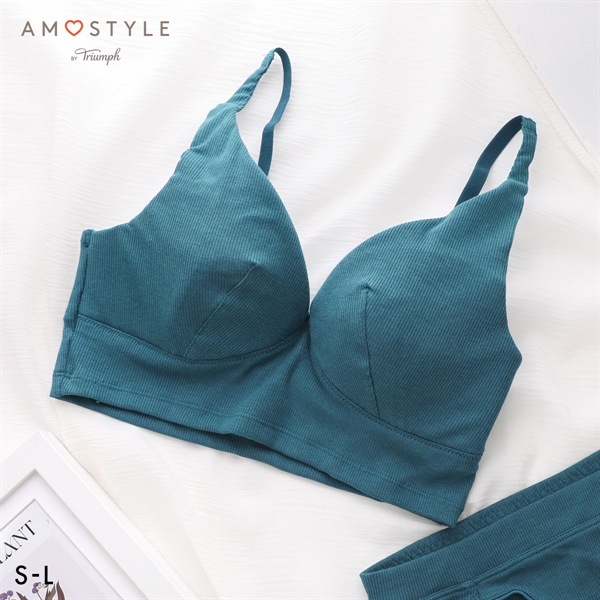 アモスタイル AMST800 シンプルベーシック リブ ブラレット カップ付き ハーフトップ SML AMOSTYLE