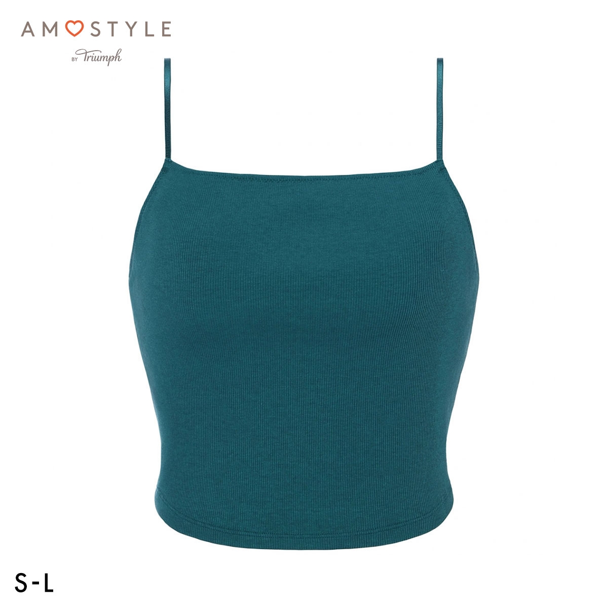 アモスタイル AMST800 シンプルベーシック リブ クロップトップ ノンワイヤー カップ付き ハーフトップ SML AMOSTYLE(BG-ブルーグリーン-S)