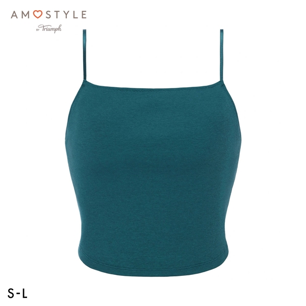アモスタイル AMST800 シンプルベーシック リブ クロップトップ ノンワイヤー カップ付き ハーフトップ SML AMOSTYLE