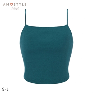 アモスタイル AMST800 シンプルベーシック リブ クロップトップ ノンワイヤー カップ付き ハーフトップ SML AMOSTYLE