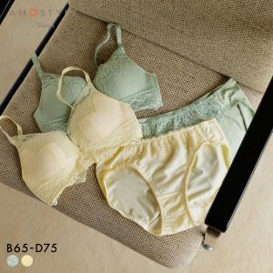 アモスタイル AMST1525 らくふわ ノンワイヤー ブラセット ブラジャー ショーツ セット BCD STYLE LGR YE