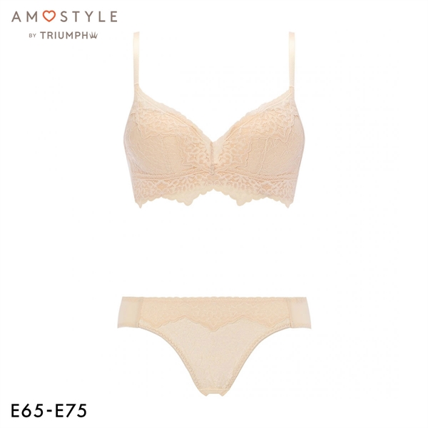 アモスタイル AMST1525 らくふわ ノンワイヤー ブラセット ブラジャー ショーツ セット E AMOSTYLE 大きいサイズ LBE DGY
