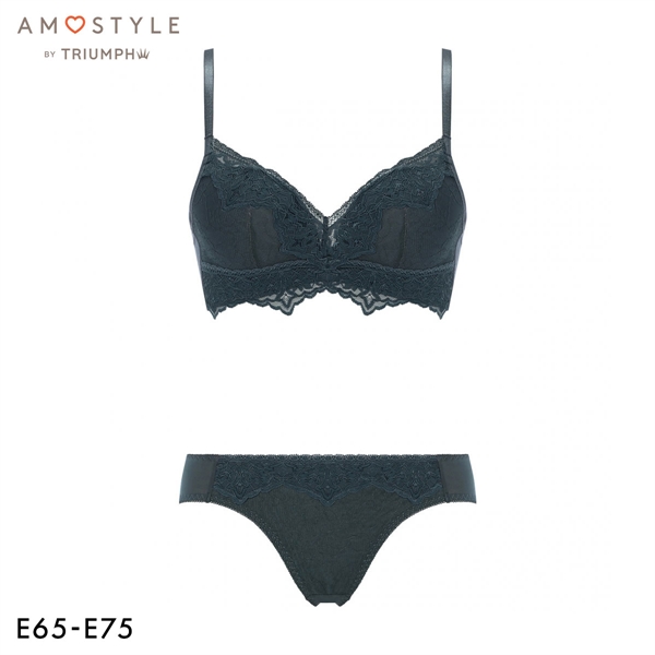 アモスタイル AMST1525 らくふわ ノンワイヤー ブラセット ブラジャー ショーツ セット E AMOSTYLE 大きいサイズ LBE DGY