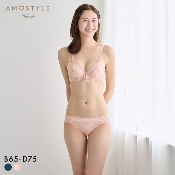 アモスタイル AMST527 ウェーブラティス ブラジャー ショーツ セット ブラセット BCD AMOSTYLE GR PI