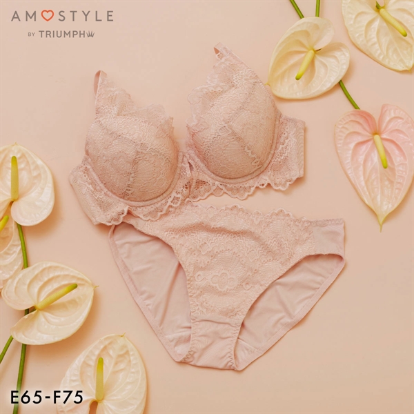 アモスタイル AMST527 ウェーブラティス ブラジャー ショーツ セット ブラセット EF 大きいサイズ AMOSTYLE GR PI