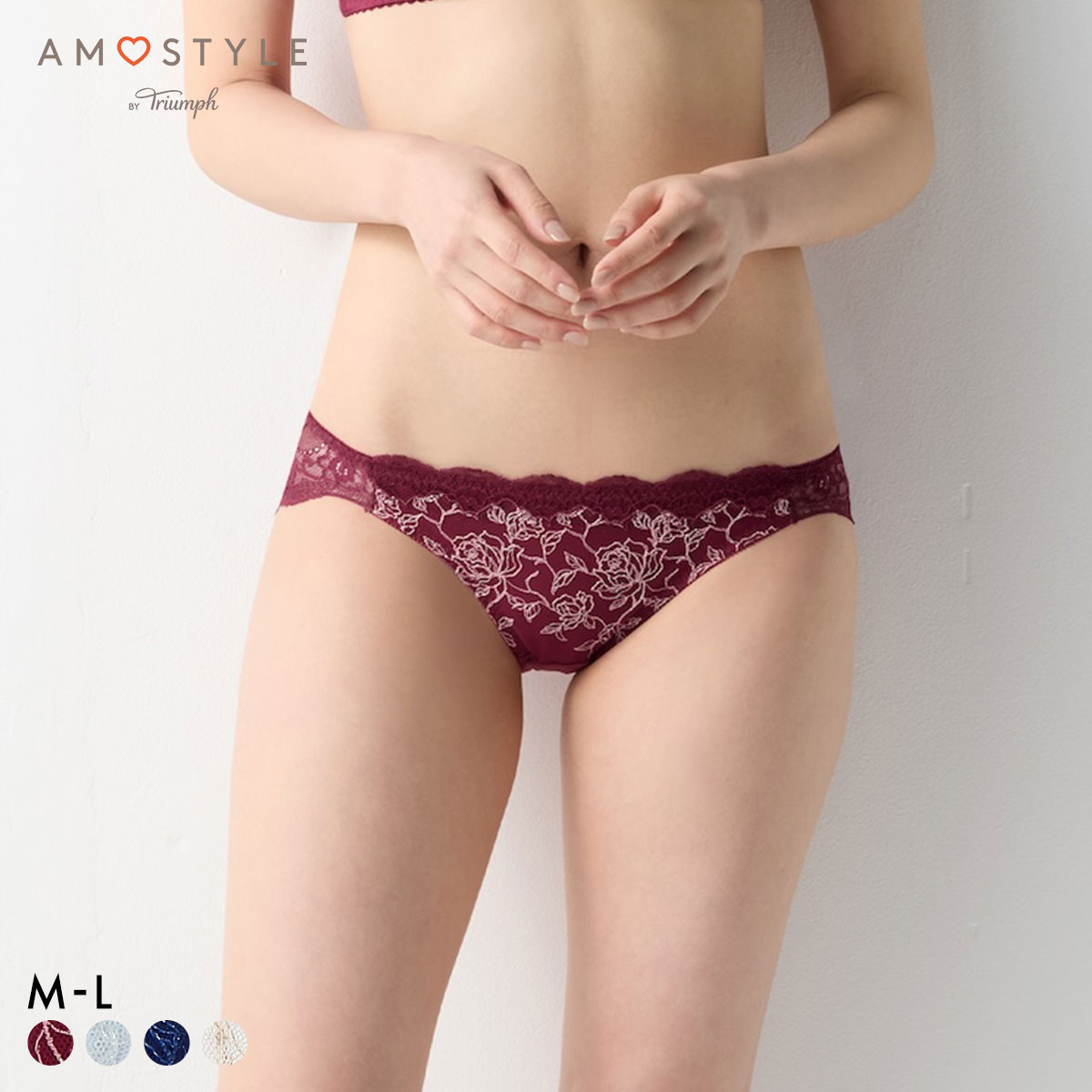 アモスタイル AMST1535 ビューティ＆ローズ レギュラー ショーツ AMOSTYLE(RE-レッド-M)