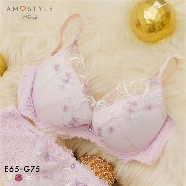 アモスタイル AMST1538 チャーミングラマースリムラインDeepV ウィンターリリー 3/4カップブラジャー EFG AMOSTYLE 大きいサイズ