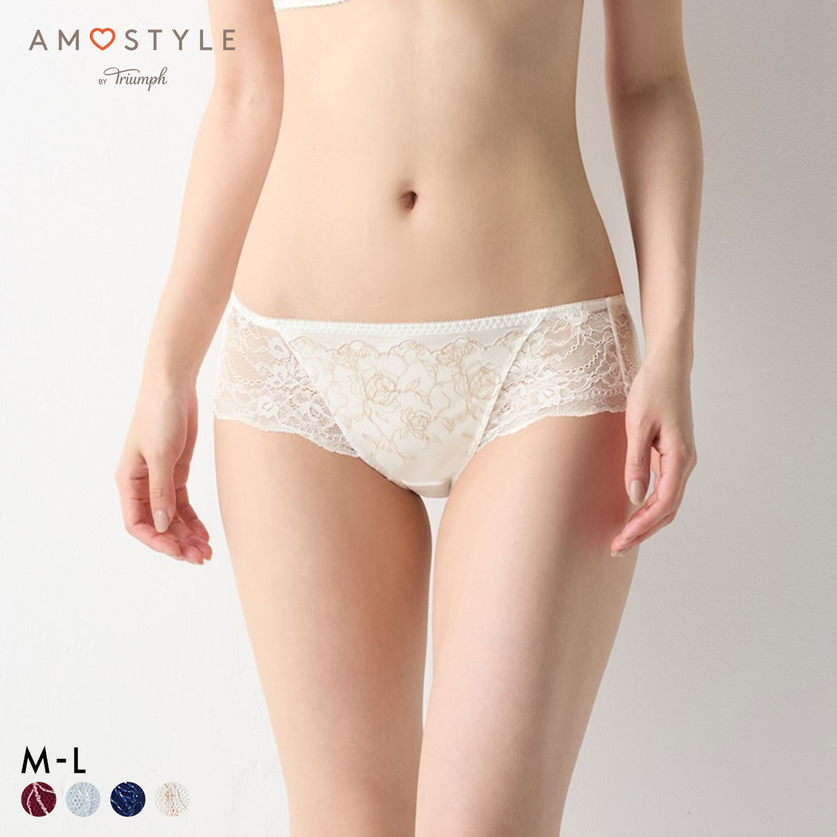 アモスタイル AMST1535 ビューティ＆ローズ ボーイズレングス ショーツ AMOSTYLE(WH-ホワイト-M)