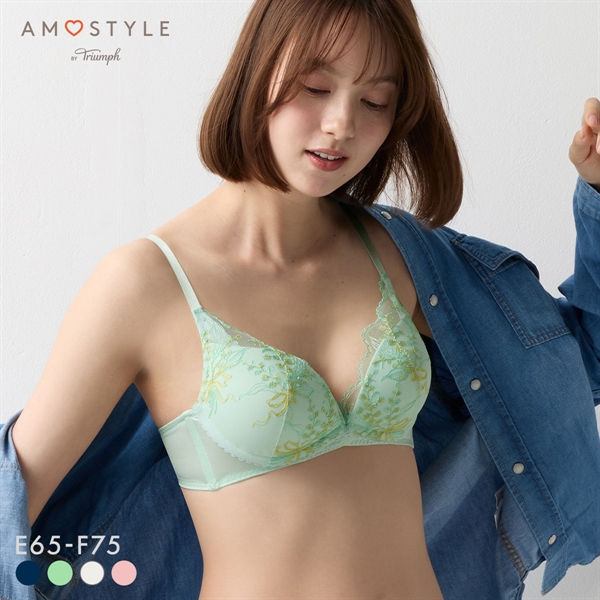 アモスタイル 夢見るブラ AMST1537 レインボーリリー ノンワイヤー ブラジャー EF 大きいサイズ AMOSTYLE