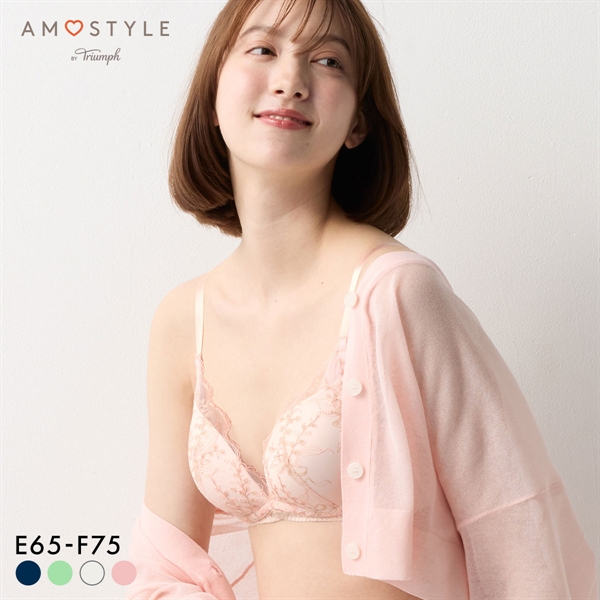 アモスタイル 夢見るブラ AMST1537 レインボーリリー ノンワイヤー ブラジャー EF 大きいサイズ AMOSTYLE