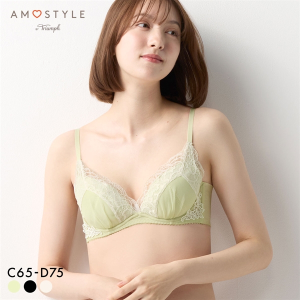 アモスタイル AMST1539 チャーミングラマー スリムライン DeepV ヴィンテージクロス 3/4カップ ブラジャー CD AMOSTYLE
