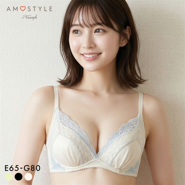 アモスタイル AMST1539 チャーミングラマー スリムライン DeepV ヴィンテージクロス 3/4カップ ブラジャー EFG 大きいサイズ AMOSTYLE