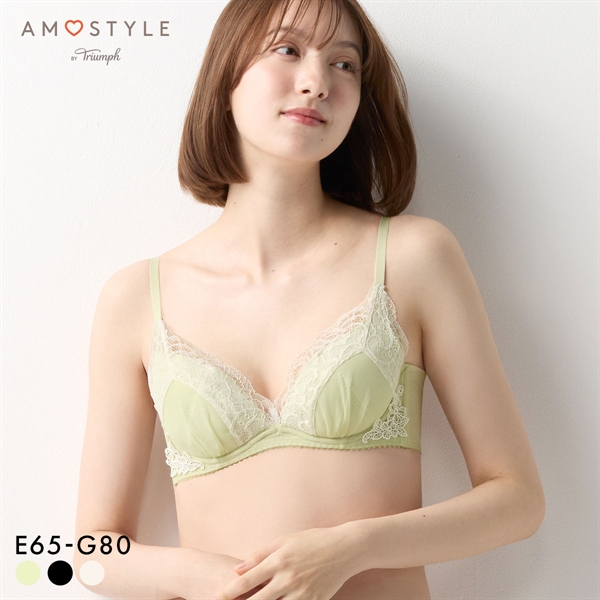 アモスタイル AMST1539 チャーミングラマー スリムライン DeepV ヴィンテージクロス 3/4カップ ブラジャー EFG 大きいサイズ AMOSTYLE