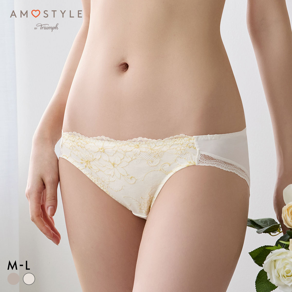 アモスタイル AMST1542 ロマンティックフラワー ショーツ レギュラー スタンダード AMOSTYLE(ECR-エクリュ-M)