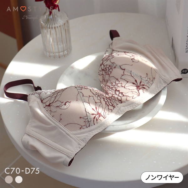 アモスタイル AMST1542 スレンダーラインブラ ロマンティックフラワー ノンワイヤー ブラジャー CD AMOSTYLE