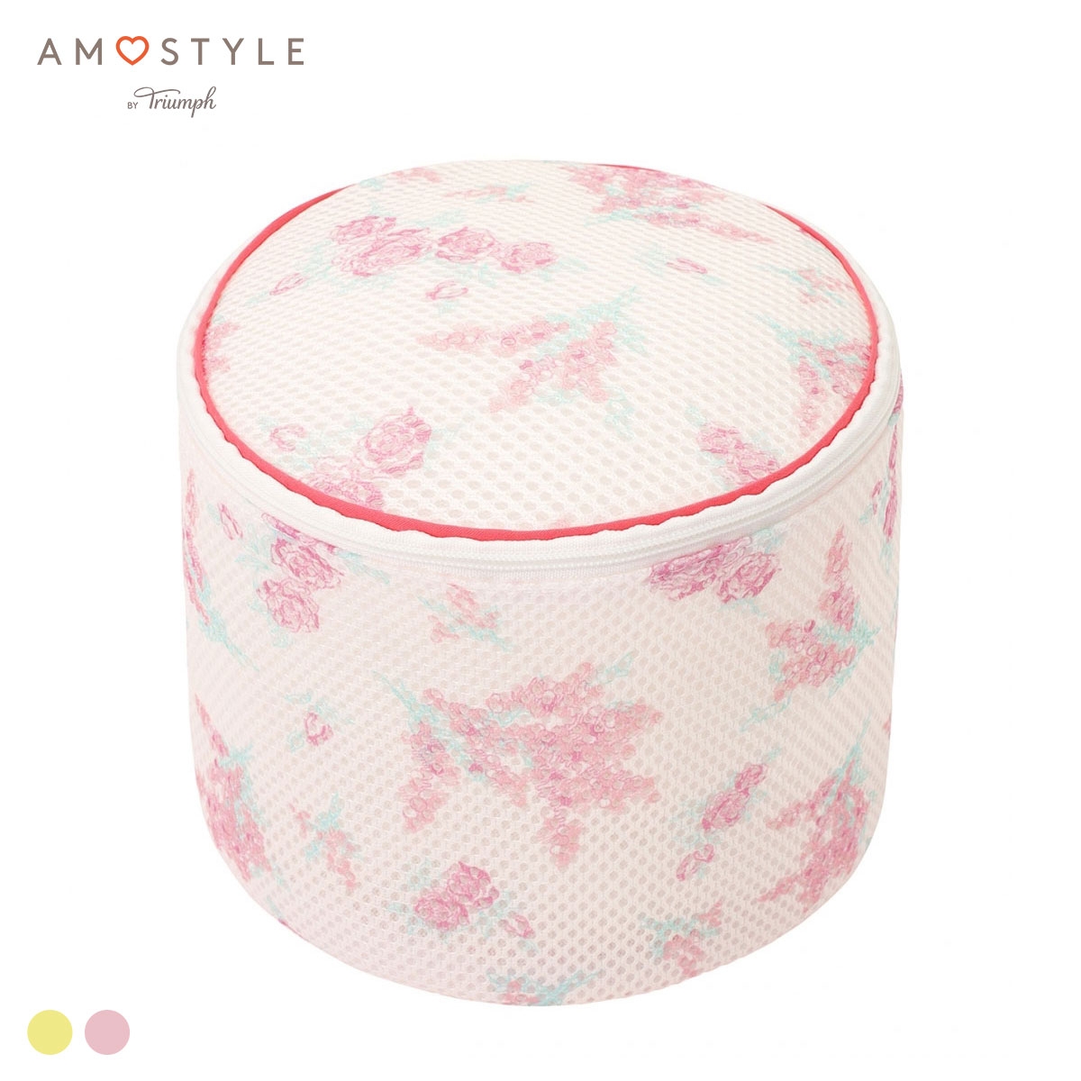 アモスタイル AMST402 マイブロッサムブーケ ランドリーネット 円柱型 ランドリーケース AMOSTYLE(PI-ピンク-Free)