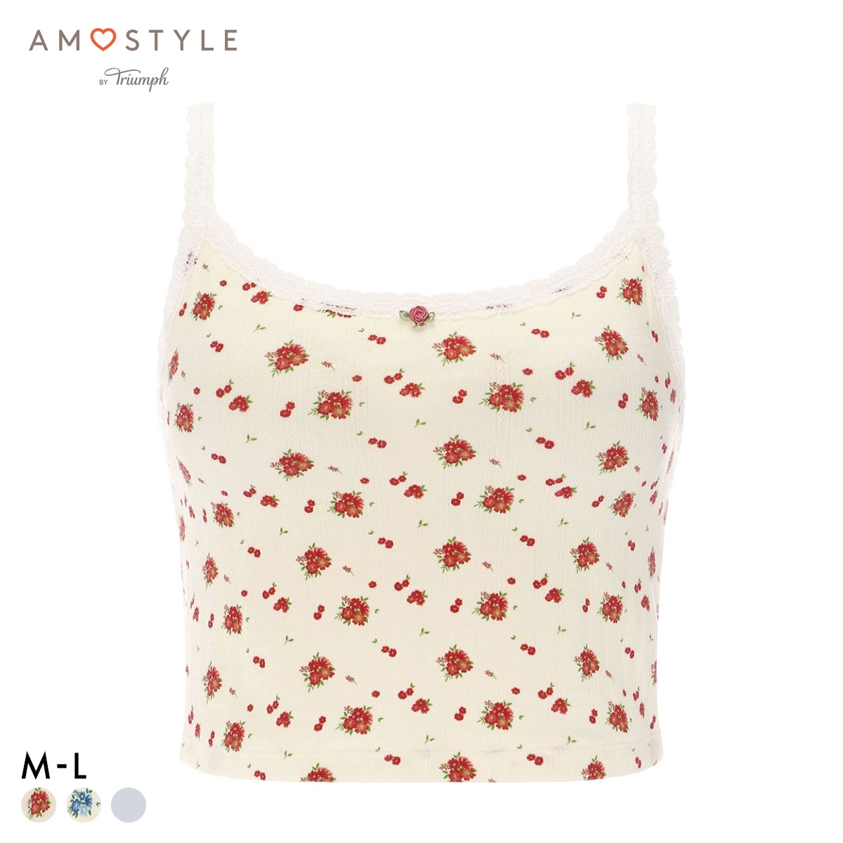 アモスタイル AMST1550 見せKawa インナー ブラトップ ノンワイヤー カップ付き AMOSTYLE(FLO-花-M)