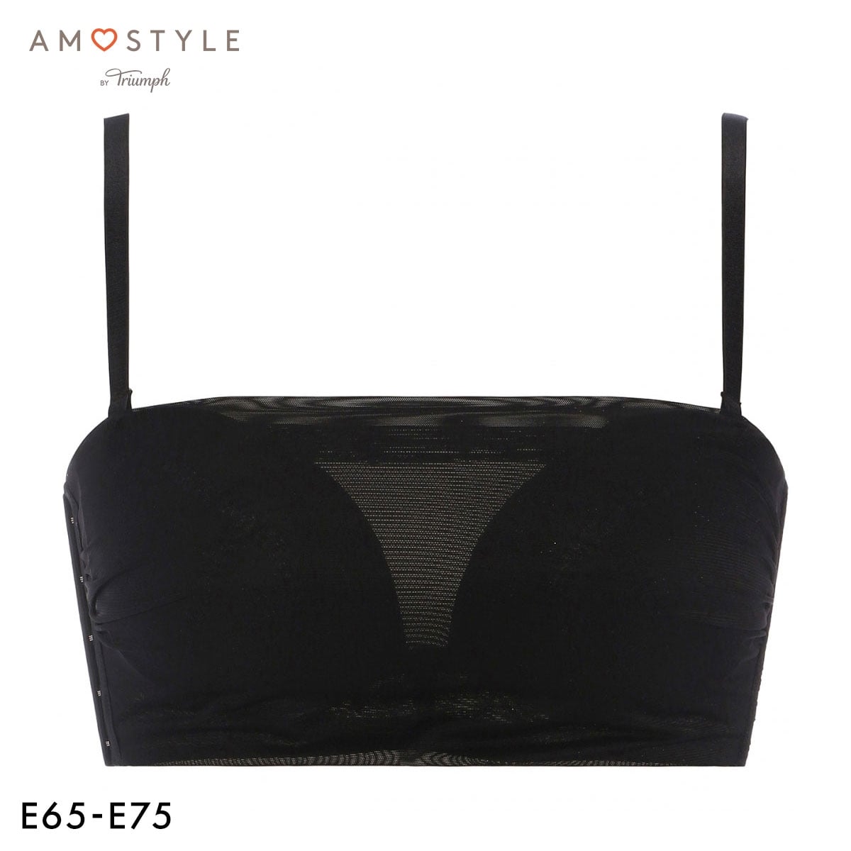 アモスタイル AMST1549 バンドゥ レーシーグロウ 3/4カップ ブラジャー ストラップレス E AMOSTYLE(BK-ブラック-E65)
