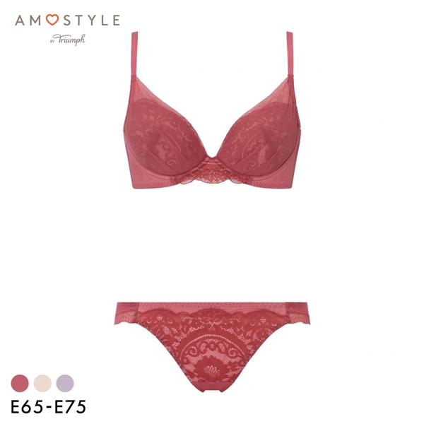 アモスタイル 脇高ブラ AMST1547 フローレスブロッサム ブラセット ブラジャー ショーツ セット E 大きいサイズ AMOSTYLE