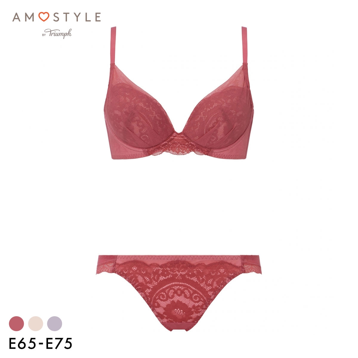 アモスタイル 脇高ブラ AMST1547 フローレスブロッサム ブラセット ブラジャー ショーツ セット E 大きいサイズ AMOSTYLE