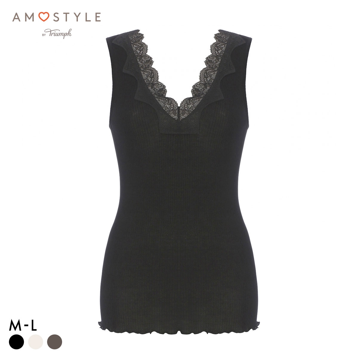 アモスタイル AMST1532 保湿インナー タンクトップ インナー ランジェリー AMOSTYLE(BK-ブラック-M-L)