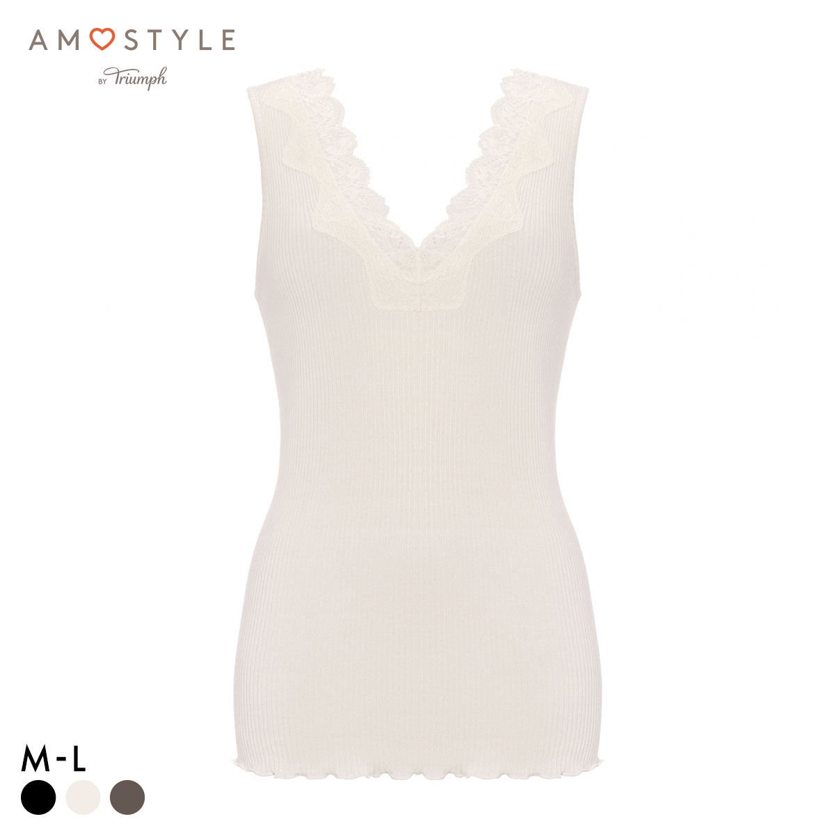 アモスタイル AMST1532 保湿インナー タンクトップ インナー ランジェリー AMOSTYLE(ECR-エクリュ-M-L)